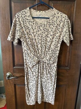 aerie Beige Leopard-Print Knot-Front Midi Dress